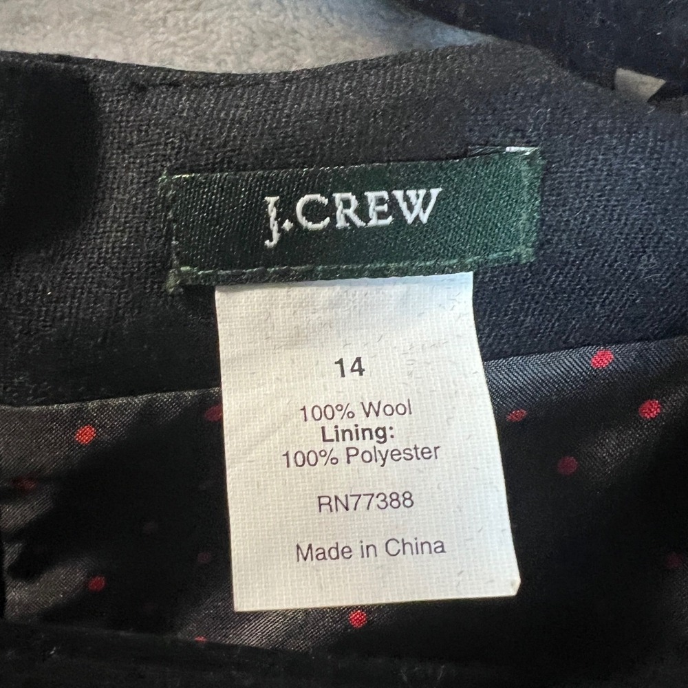 J.Crew Dress Black 100% Wool Shift Pockets Size 14 Career Office Classy - Picture 2 of 10